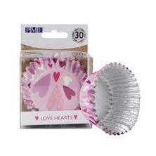 Picture of LOVE HEARTS CUPCAKE CASES FOIL LINES X 30